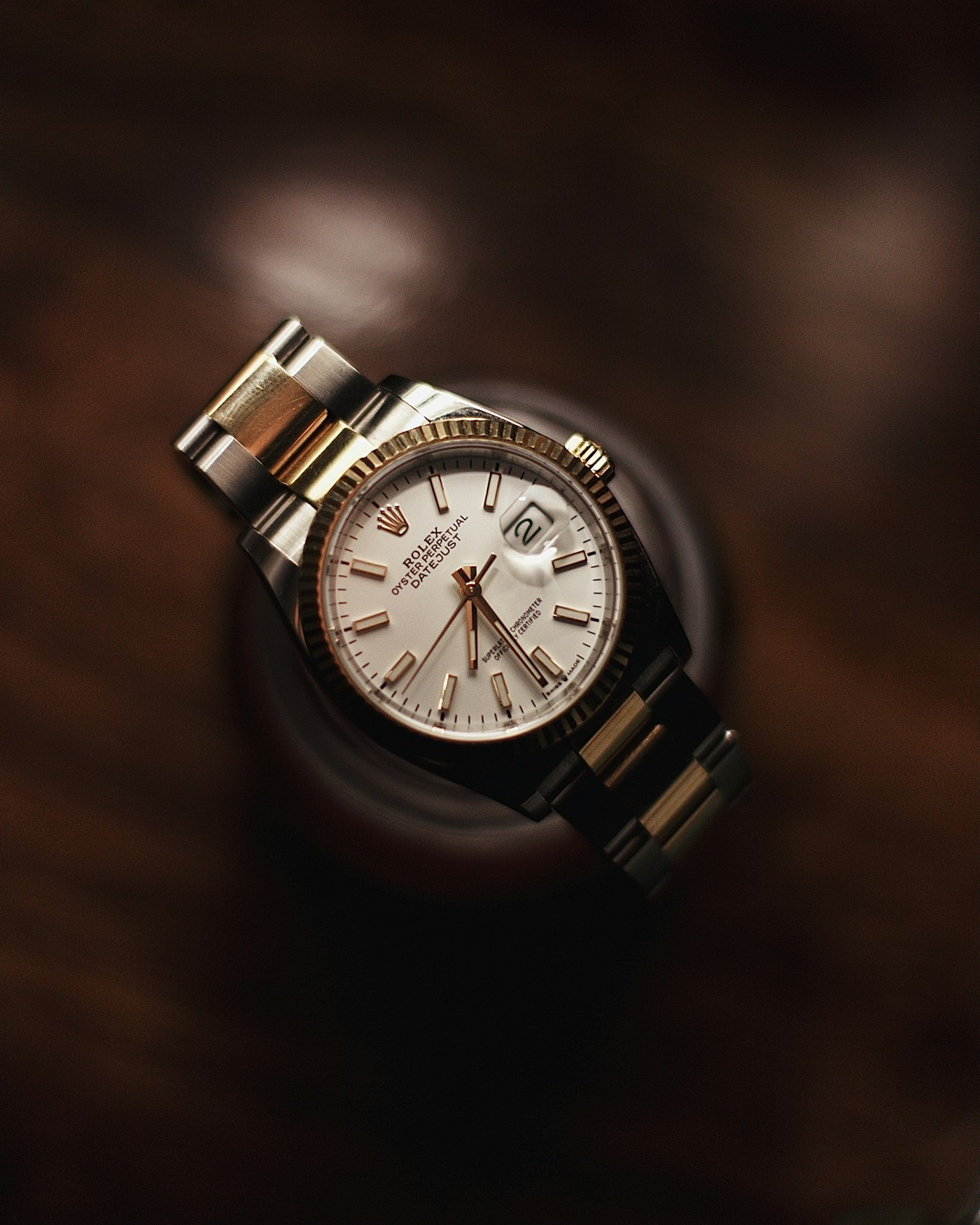 Close-up of a vintage watch bezel